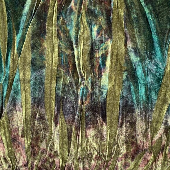 Velvet Embroidered Mesh Babydoll Top Green Artsy Whimsigoth Dark Fairy Grunge-1X - Picture 9 of 16